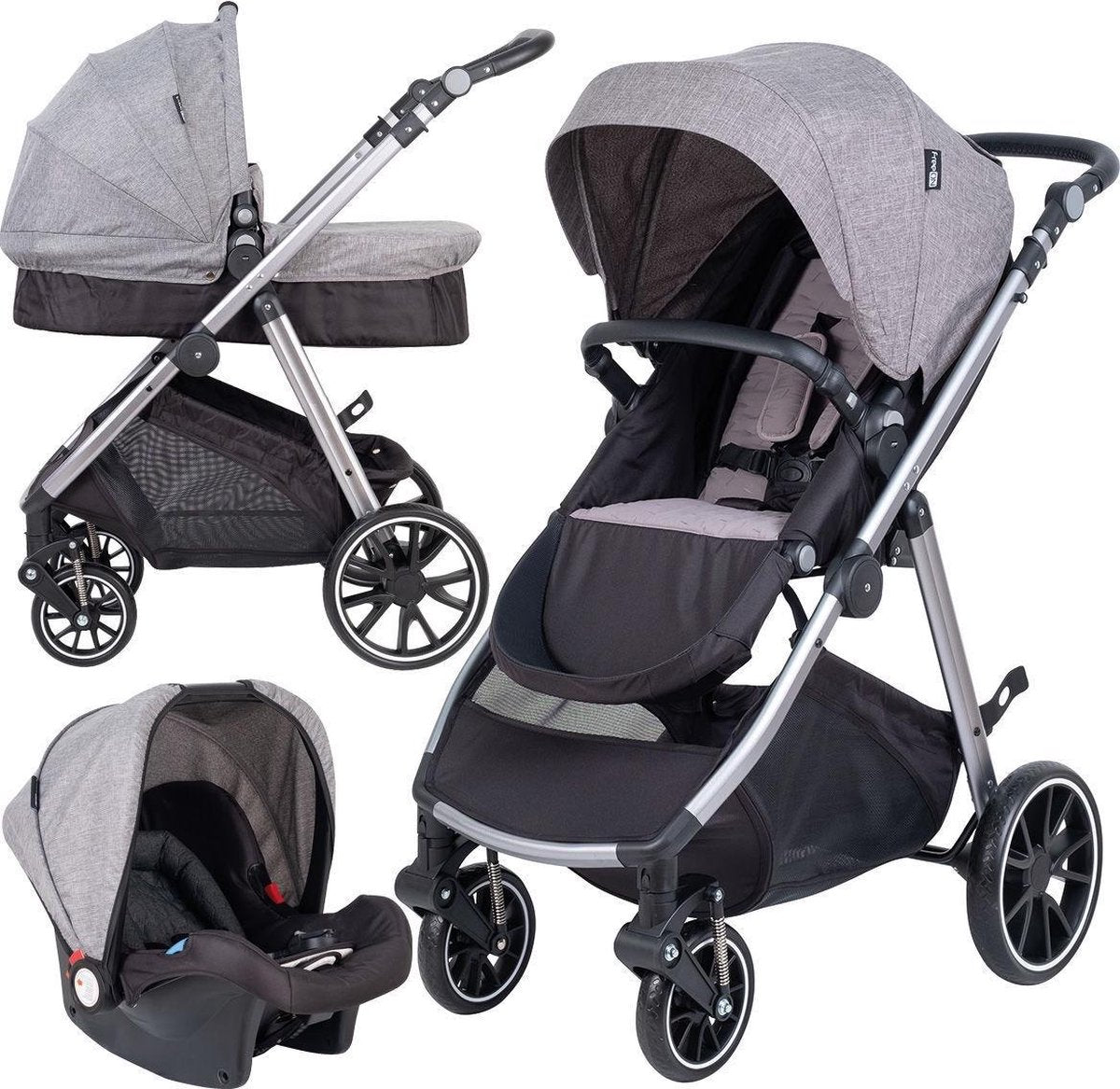 FreeON Kinderwagen Move 3 in 1 Lichtgrijs (incl. autostoel)
