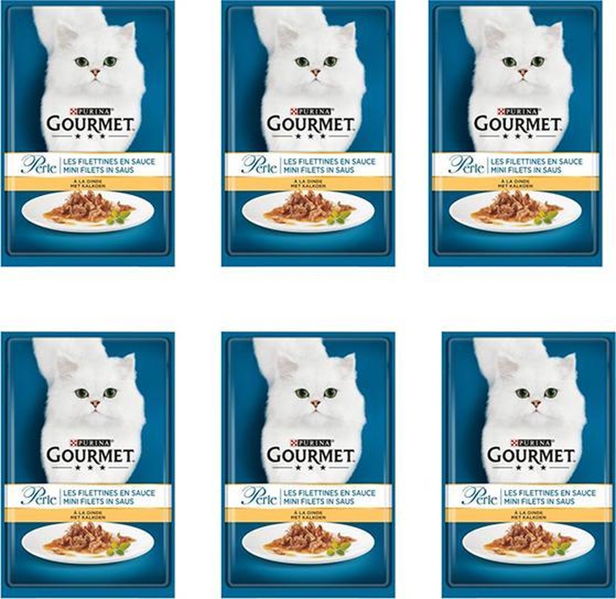 Gourmet Perle 85G Mini Filets In Saus Met Kalkoen per 6 zakjes!!