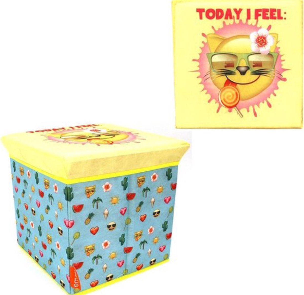 Emoji poef opvouwbare opbergbox - opbergpoef assorti