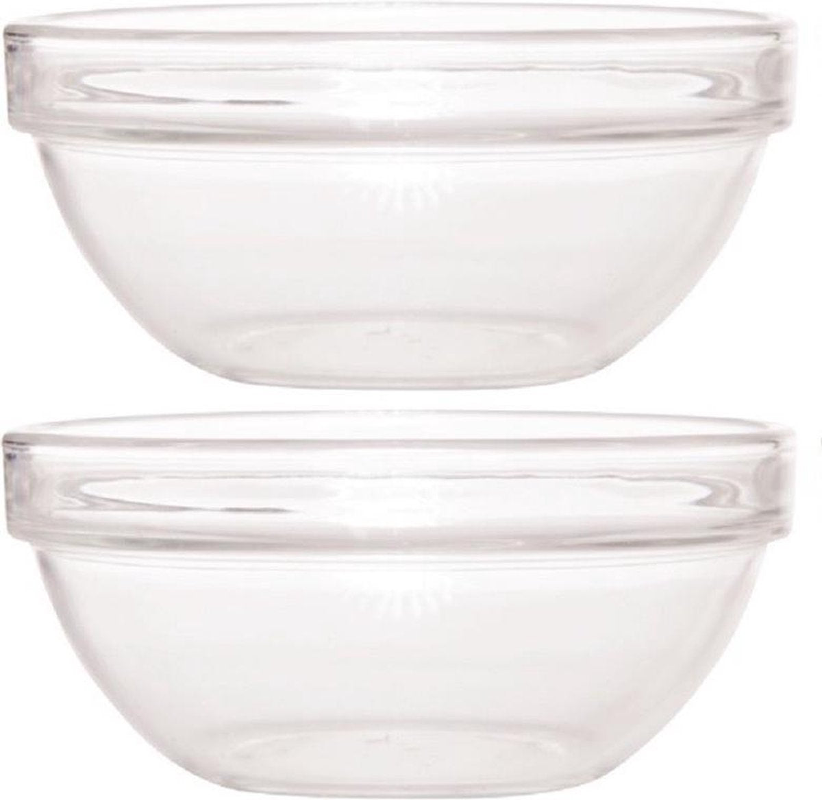 2x Glazen schaal/kom 23 cm - Sla/salade serveren - Schalen/kommen van glas - Keukenbenodigdheden