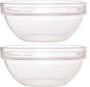 2x Glazen schaal/kom 23 cm - Sla/salade serveren - Schalen/kommen van glas - Keukenbenodigdheden