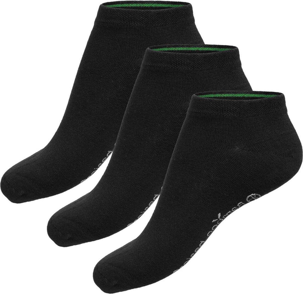 Bamboo Basics - 3-Pack Bamboe Sneakersokken – Zwart - Maat 35-40