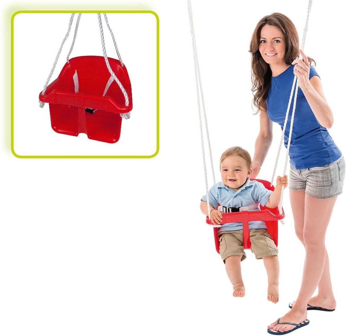 Happy People Babyschommelzitje Met Touw 31 Cm Blauw