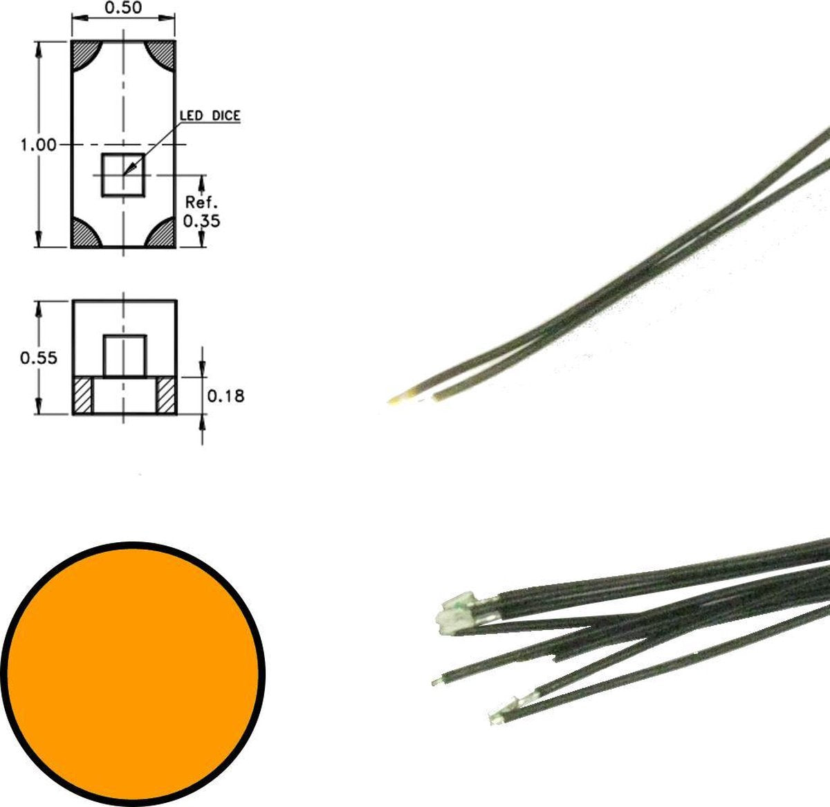 DR60092 Oranje Led aan draad (5 stuks)