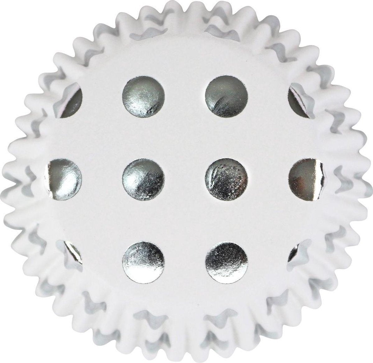 PME Cupcakevormpjes Wit met Zilveren Stippen pk/30