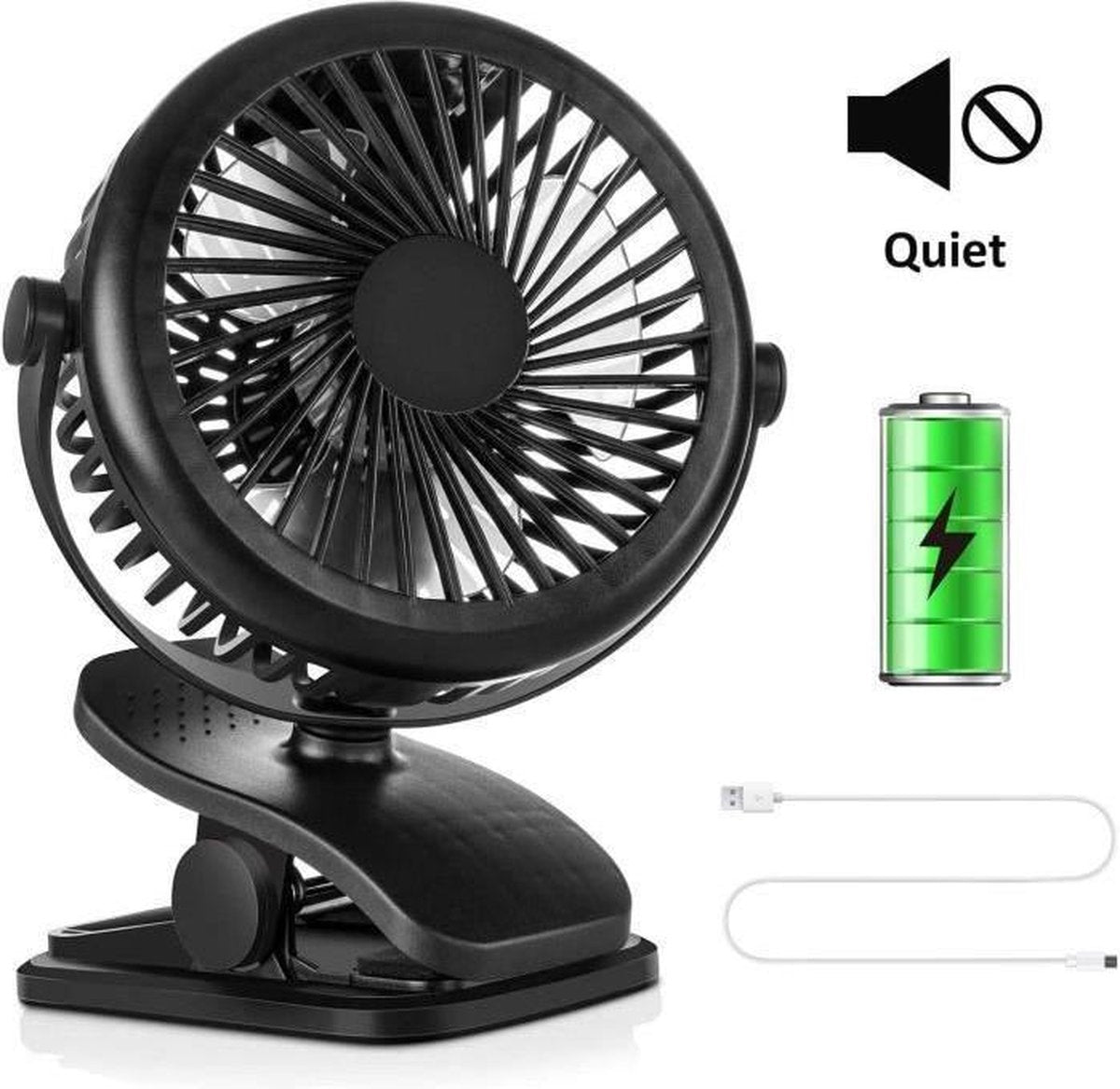 Krachtige Mini Fan - Zwart- Bureau ventilator - 3 Standen - Stille Ventilator - Compact - Ventilator Tafelventilator Roze - Stille Mini Usb Fan - Bed Ventilator - Luchtkoeler - Klein
