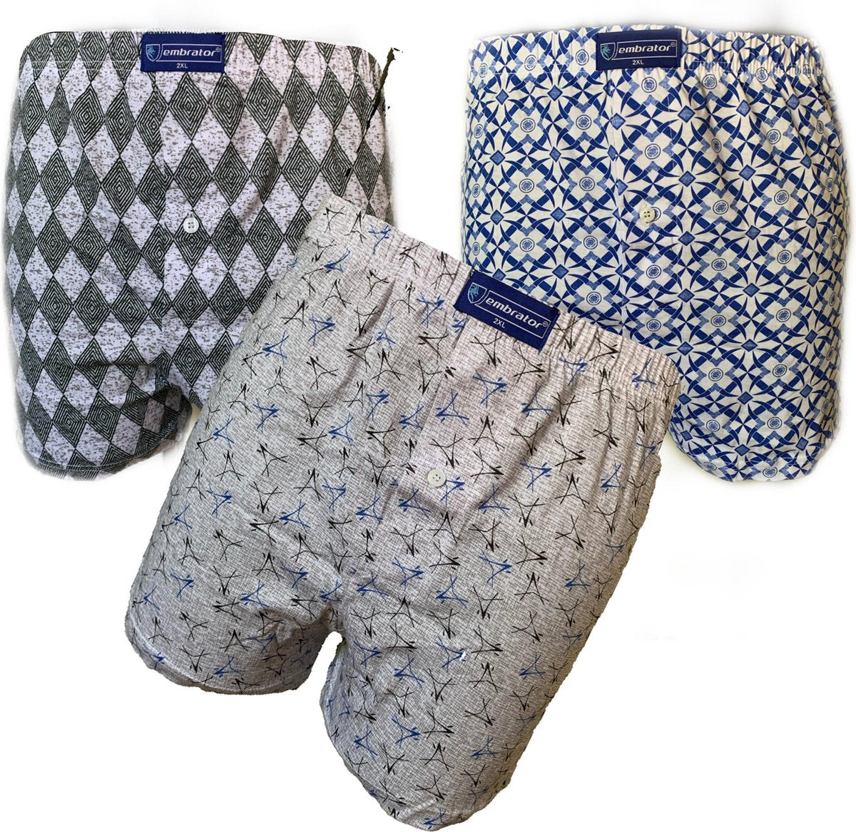 Embrator 3-stuks mannen Boxershorts Loose Fit katoen maat XXL