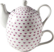 Theepot met Mok - ø10.5xh15.5 - Pink Hearts - Theepot 41cl - Mok 34cl