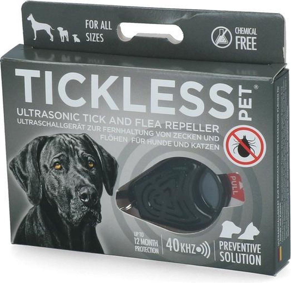 Tickless - Anti-vlo en teekmiddel - Vervanging van Teken en Vlooien band - 6-12 maanden werkzaam - Zwart