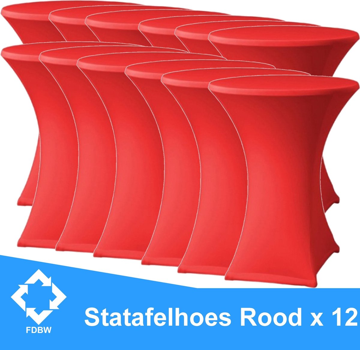 Statafelrok Luxe ROOD x 12 - Statafel Tafelrok - Statafelhoes - Stretch –  ∅80 x 110 cm – geschikt voor Horeca Evenementen | Sta Tafel Hoes | Statafel | Staantafelhoes | Cocktailparty | Trouwerij | Sta-tafel rok | Statafelrok – 12 stuks - SET VAN 12