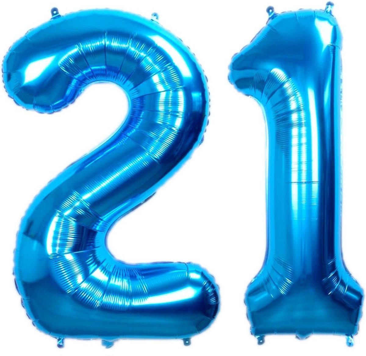 Folie Ballon Cijfer 21 Jaar Blauw 70Cm Verjaardag Folieballon Met Rietje