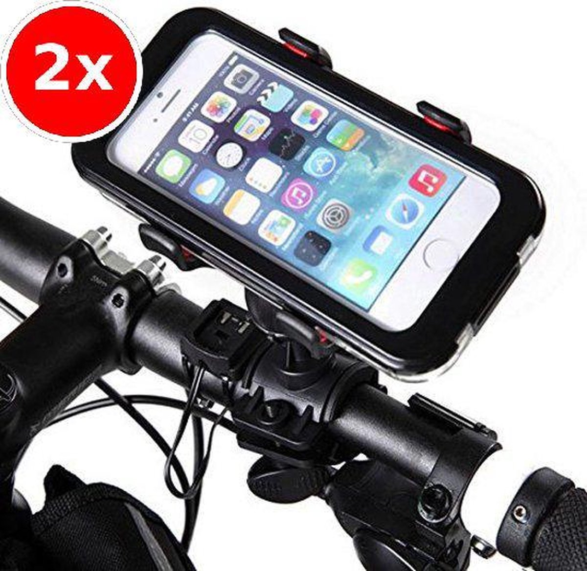 2x Mobiele Telefoonhouder - Fiets - Universeel - Zwart - Rheme