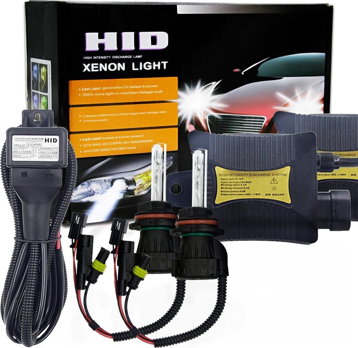55W 9004/9007 / HB1 / HB5 4300K ​​HID Xenon-conversiekit met hoge intensiteitafvoer Slim ballast