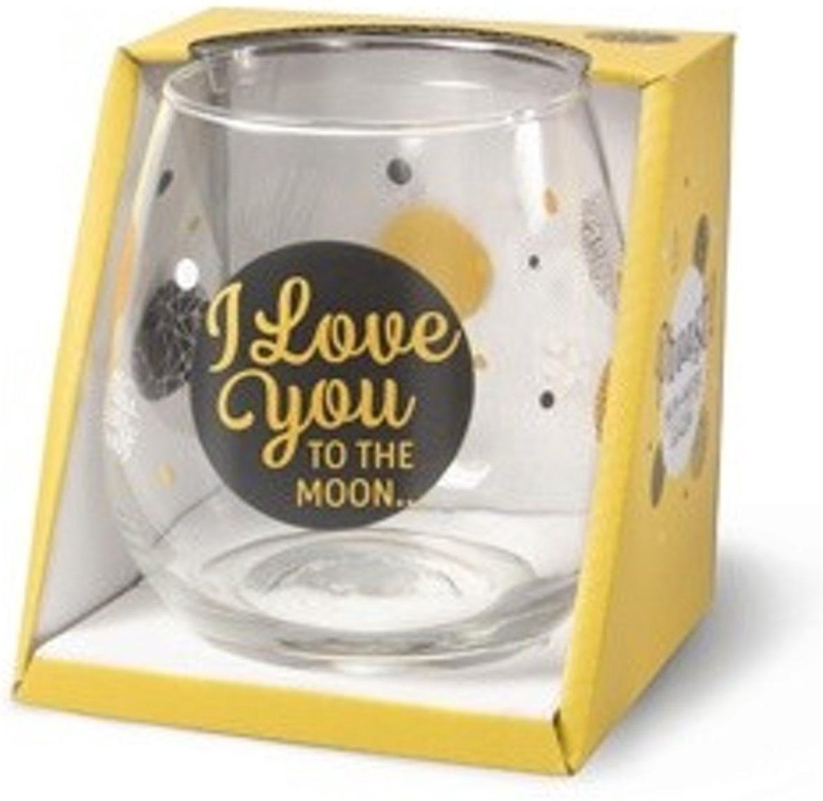 Valentijn - Verjaardag - Wijnglas - Waterglas - I love you to the moon - In cadeauverpakking met gekleurd lint