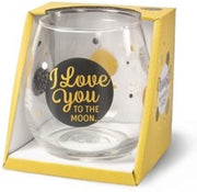 Valentijn - Verjaardag - Wijnglas - Waterglas - I love you to the moon - In cadeauverpakking met gekleurd lint