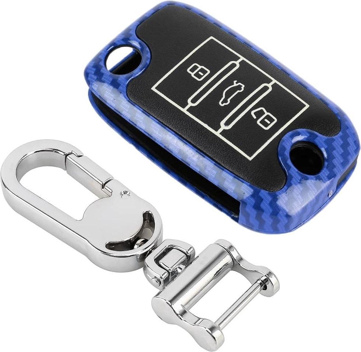 Koolstofvezel textuur autosleutel beschermhoes voor ROEWE RX5 (blauw)