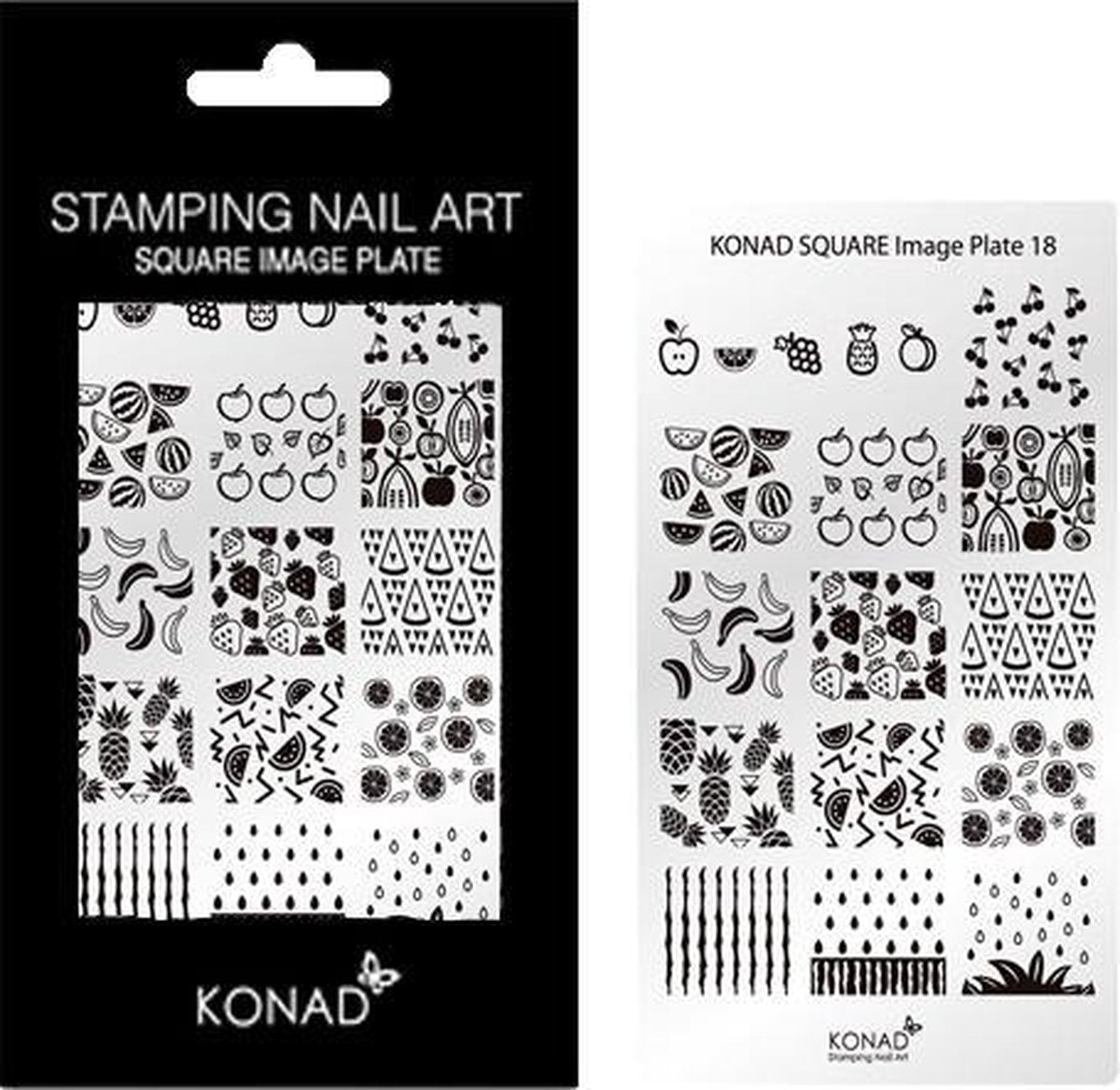 KONAD Square nagels stempel plaat 18 met 15 ' FRUIT ' nagel stempel motieven.
