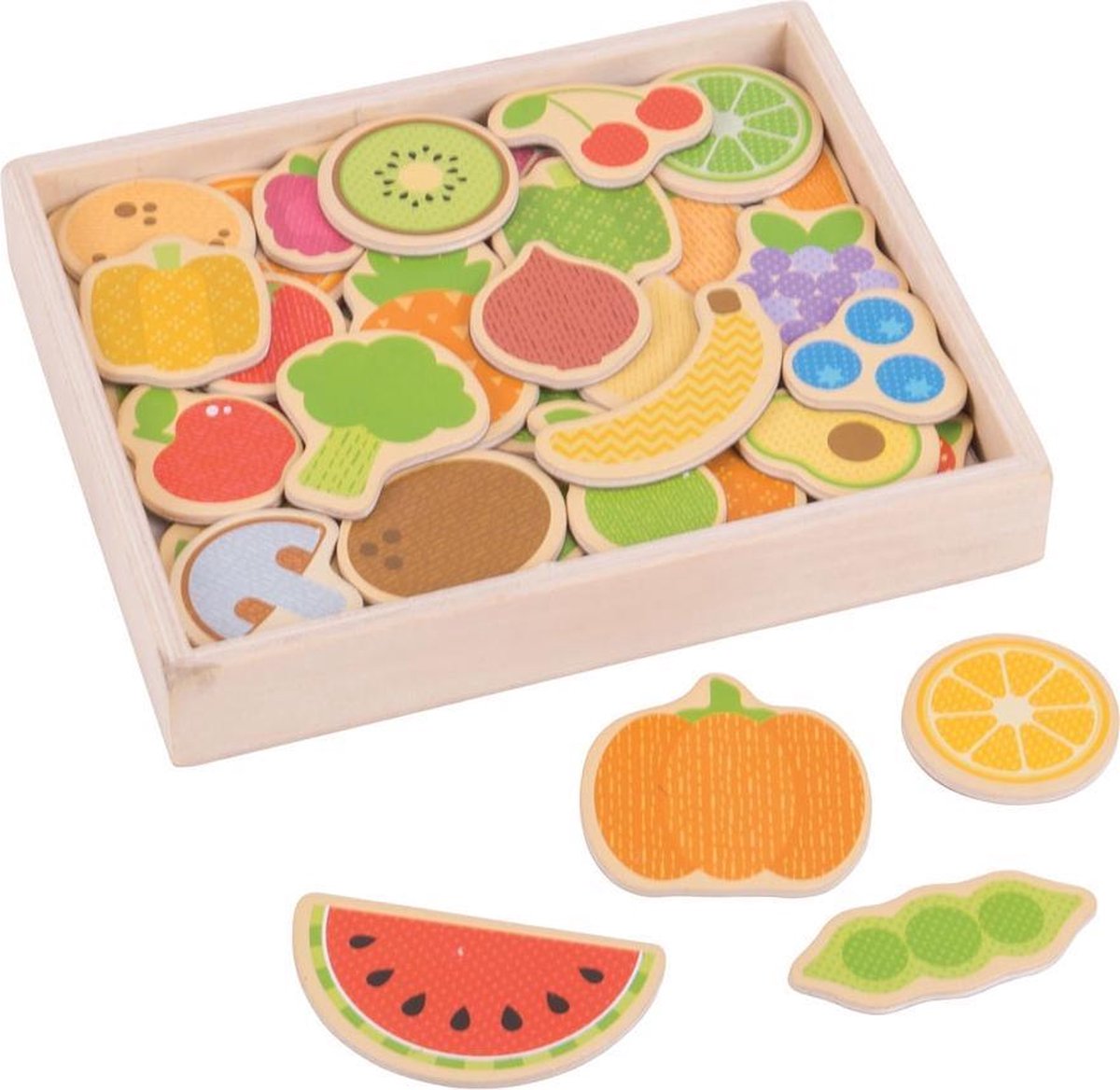 Bigjigs Toys - Houten Magneten 'Groenten en Fruit'