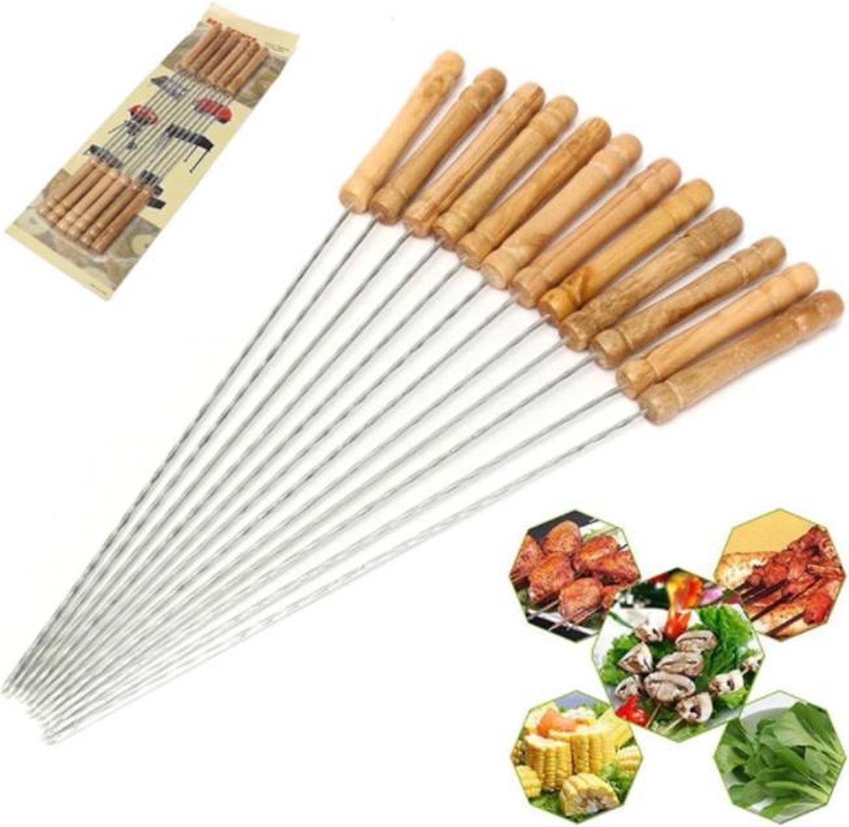 RVS 24x BBQ Spiesen - Grill Spiesen Set - Vleespinnen - Marshmallow Spiesen - Barbecue Pennen