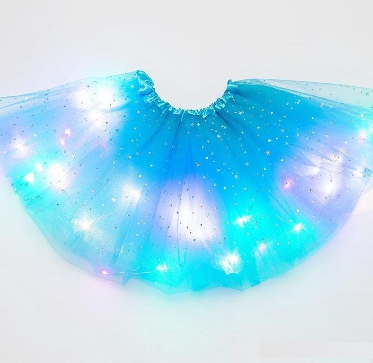 LED - Rokje - Tutu - Groot - Lichtblauw - Met Gekleurde RGB Verlichting