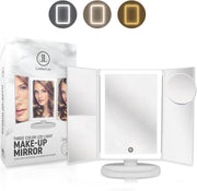 LimberLux make-up spiegel - 3 kleuren dimbaar LED verlichting - 4 vergrotingsfactoren - Inc. Batterijen