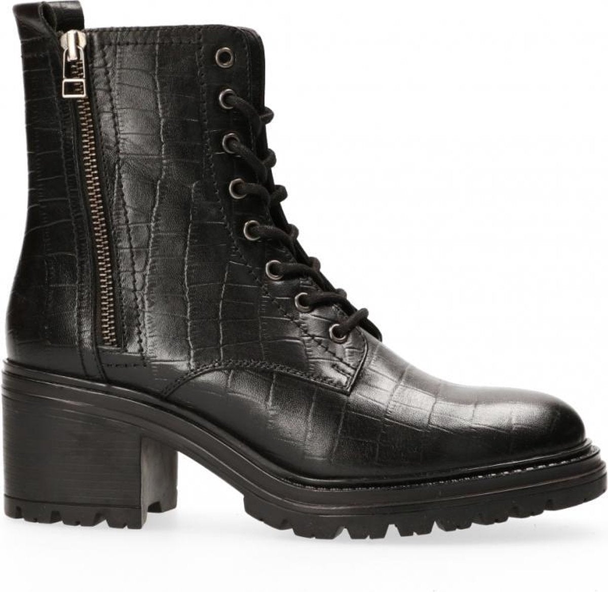 Van Dalen  - Veterboot Met Hak Leer - Womens - Black - 38