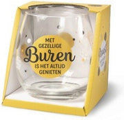 Wijn- waterglas - Met gezellige buren is het altijd genieten