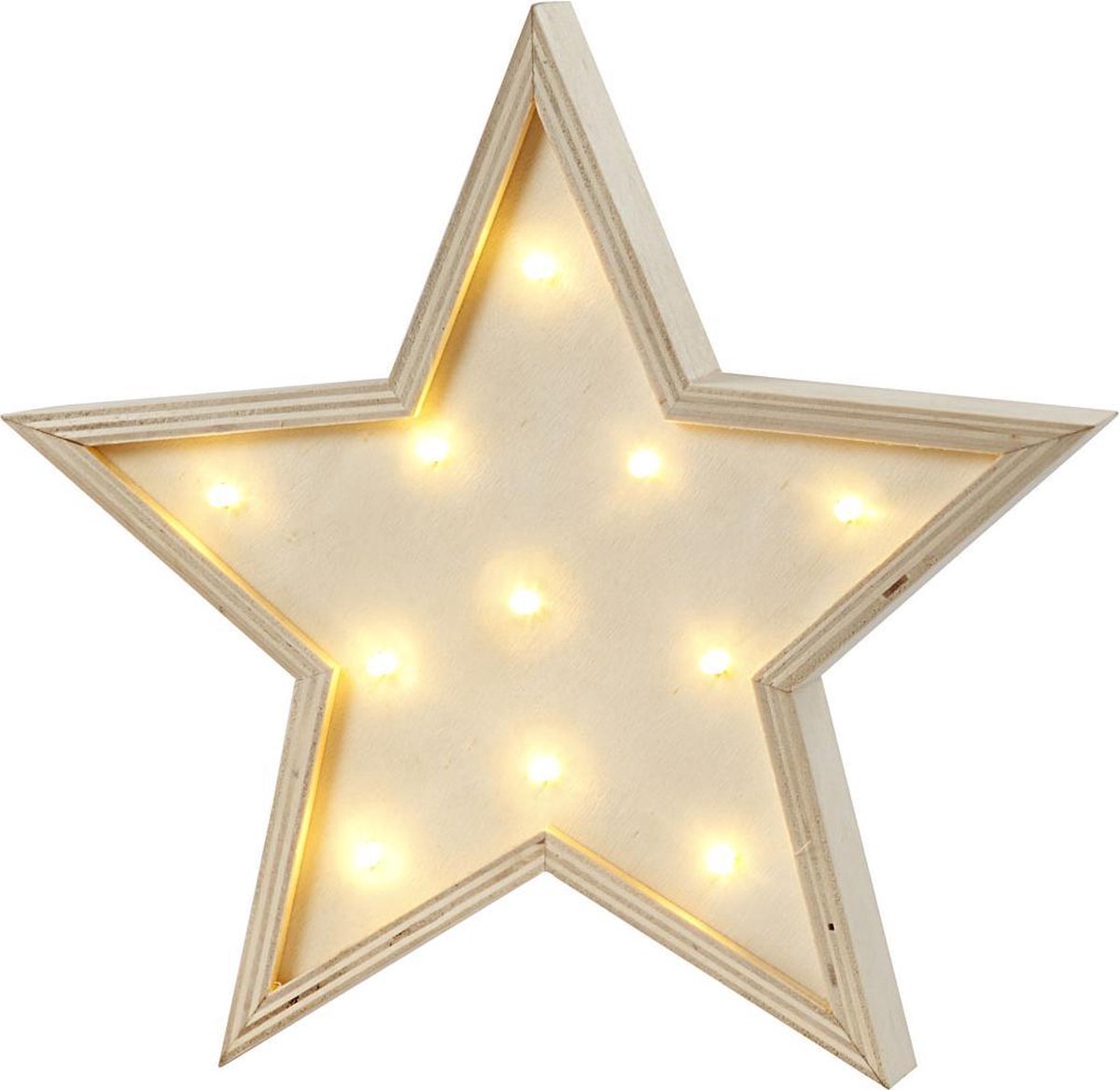 Ster van triplex met verlichting. 260x35mm - st