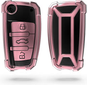 kwmobile autosleutelhoes voor Audi 3-knops autosleutel - TPU beschermhoes - sleutelcover - Transformer Sleutel design - hoogglans roségoud / zwart