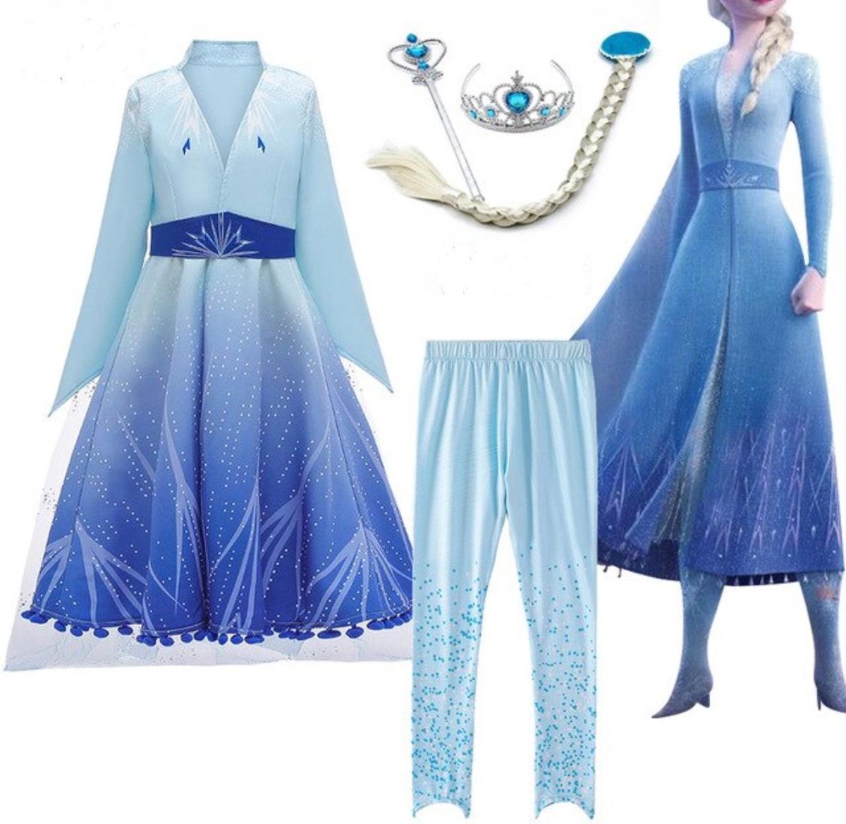 WiseGoods - Frozen Elsa Jurk - Prinsessenjurk Meisje - Frozen Verkleedkleding - Verkleedkleren Meisje - 4-5 jaar - 104-110