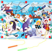 Magneetspel Peuterspeelgoed Extra Grote Stadslabyrint - Polar Ijs Wereld - Magnetisch doolhof - Maze - Shifting Labyrinth - Doolhof Maze Balans - knikkerpuzzel - Educational Training Logic and Fine Motor Skills - Toy Magnets