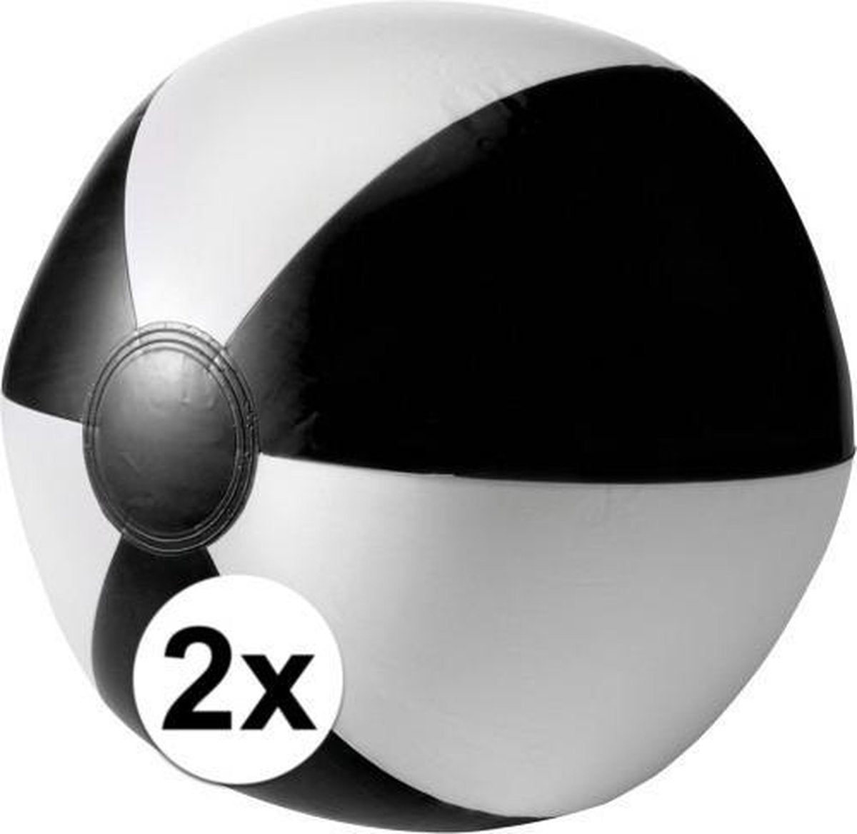 2x Opblaasbare speelgoed strandbal zwart 26 cm - Strandballen - Buiten speelgoed - Strand speelgoed