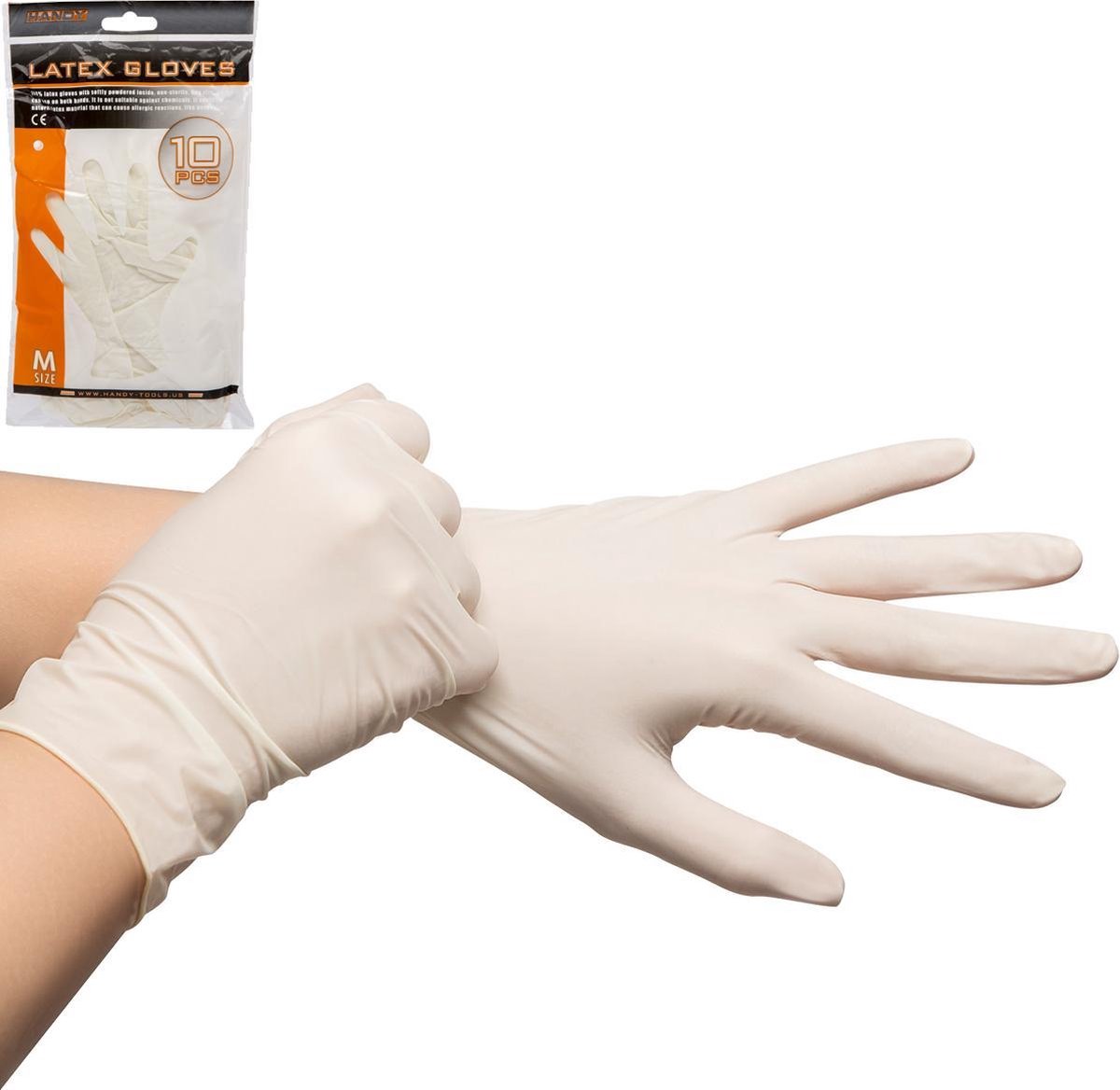 HANDY - Latex Wegwerp Handschoenen - Maat M- Wit - 10 stuks