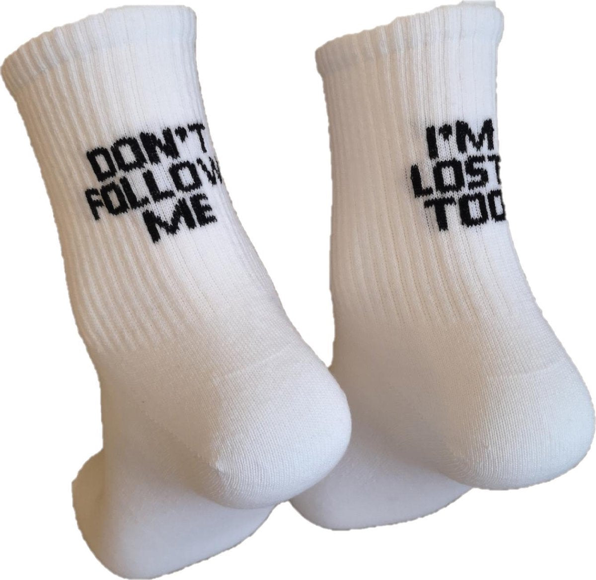 Verjaardag cadeautje voor hem en haar - Dont follow me Im lost too Sokken - Grappige Sokken -Tennis Leuke sokken - Vrolijke sokken - Luckyday Socks - Sokken met tekst - Aparte Sokken - Socks waar je Happy van wordt - Maat 37-44