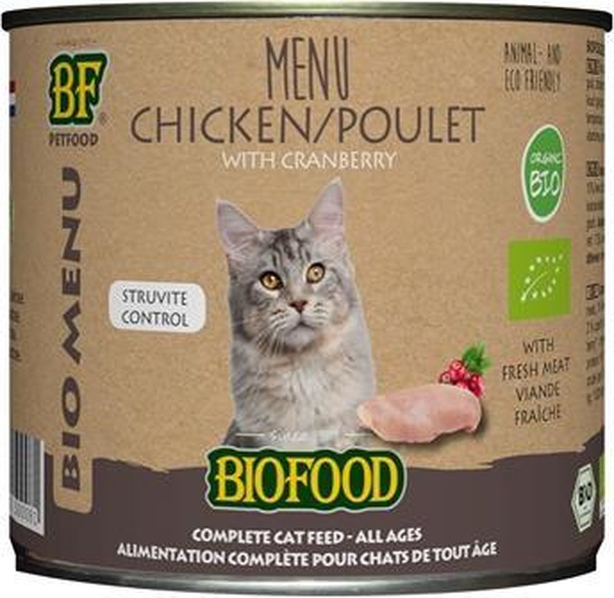 Biofood organic kat kip menu blik - 200 gr - 12 stuks