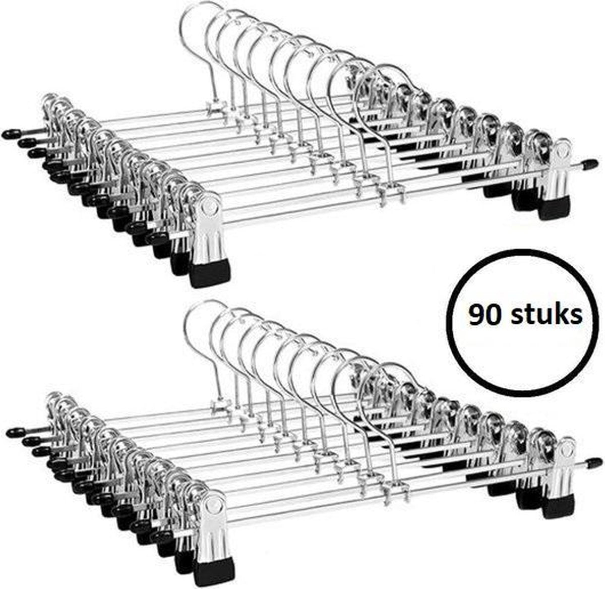 Relaxwonen - 90 broekhangers - extra stevig - metaal - verstelbaar
