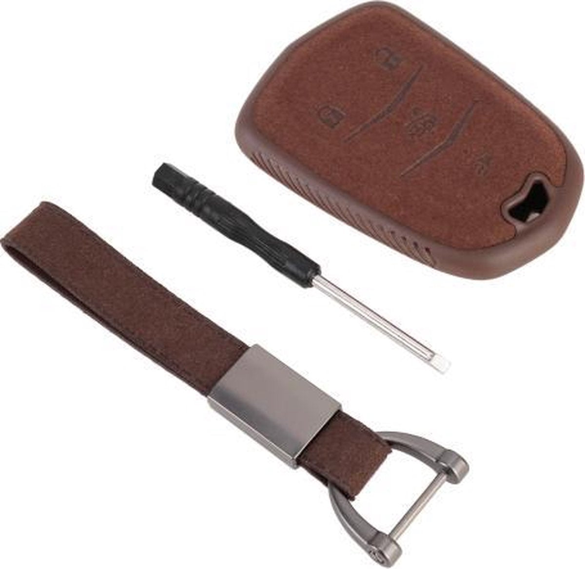 Auto stroomden plastic sleutel beschermhoes vier knoppen voor Cadillac (bruin)