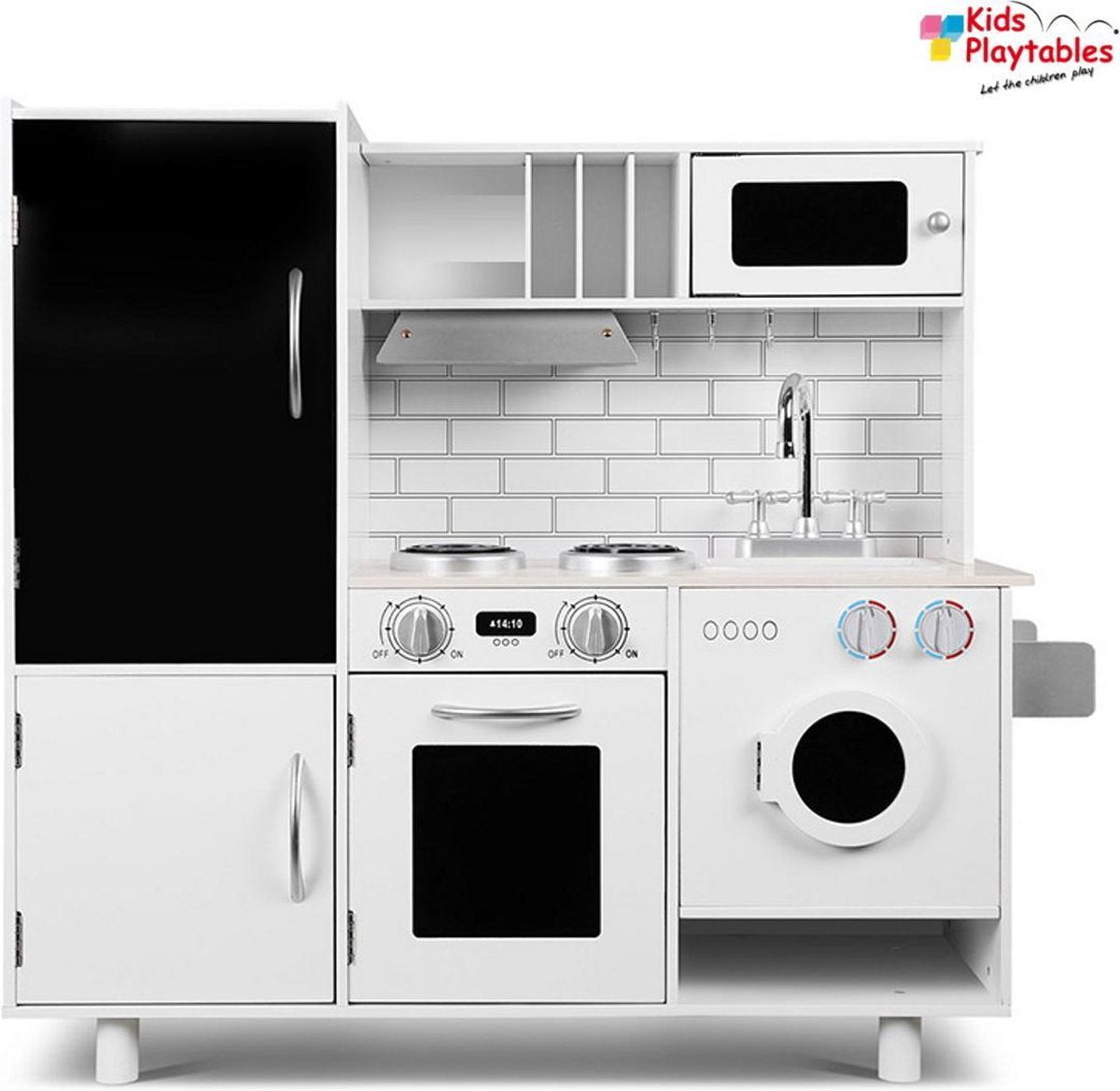 Houten Kinderkeuken wit Anouck- Speelkeuken - Grote houten Keukenset - Kinder Speelgoed Keuken - Compleet -kinderkeukentje - kinderkeuken met accessoires set