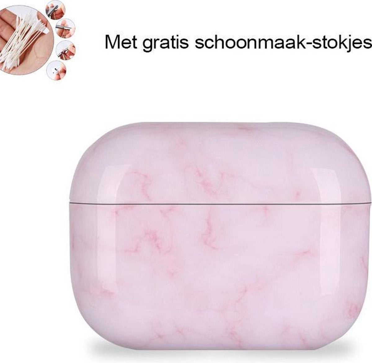 AirPods Pro Case Marmer Roze - Airpods Pro - Beschermhoesje-Hardcase-Marble Roze