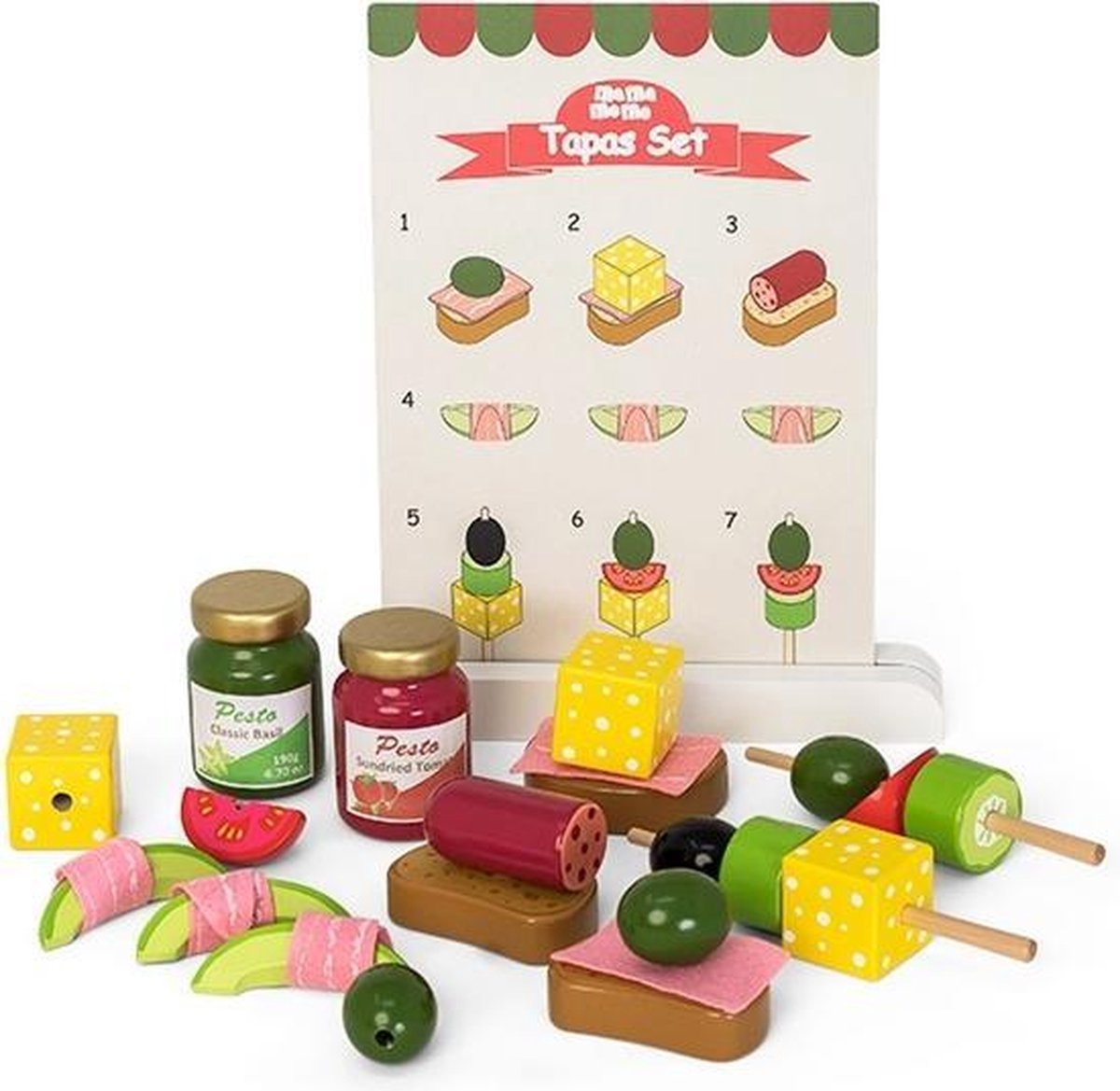Mamamemo Tapas Set Speelgoedeten Hout 29-delig
