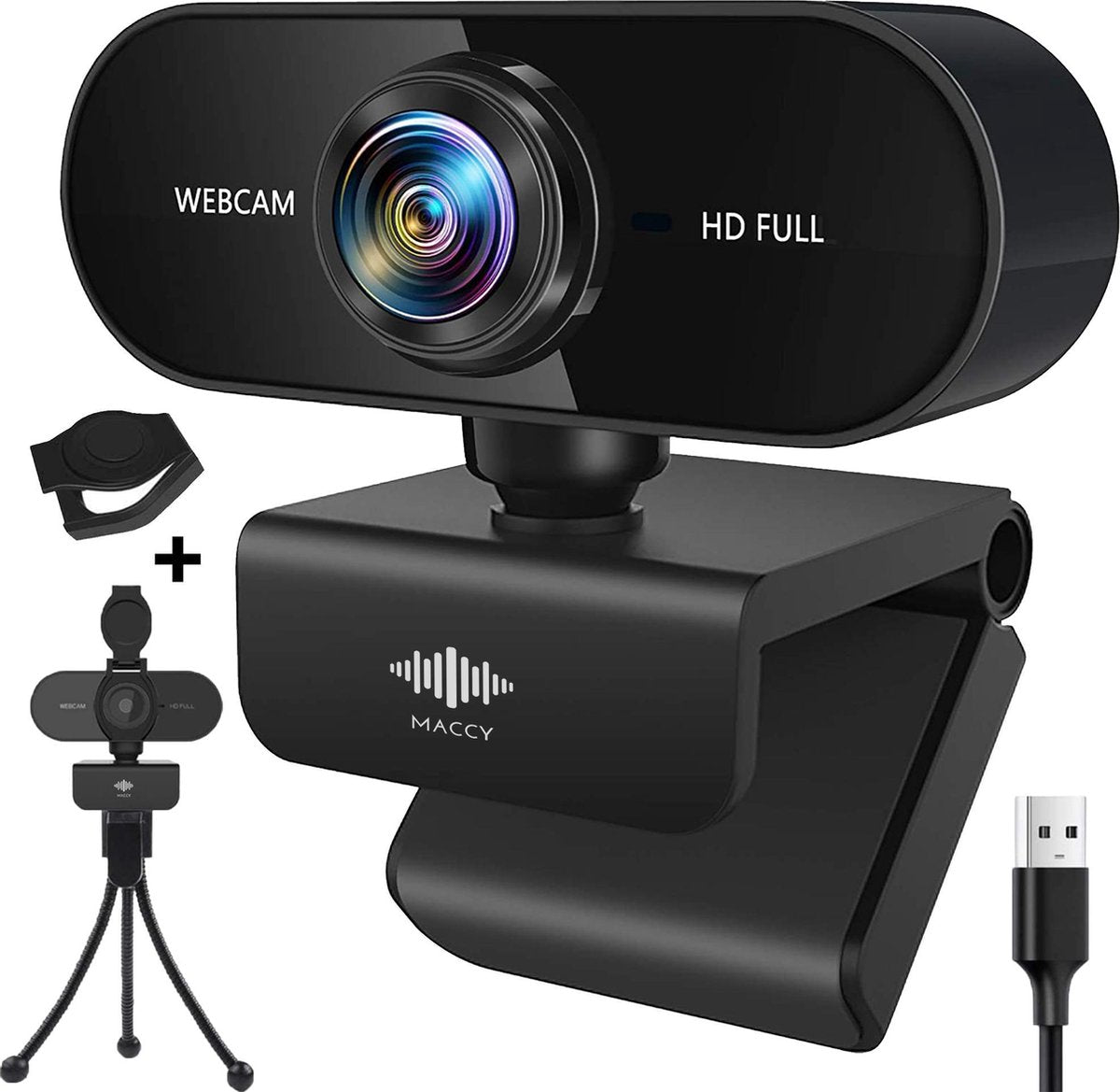 Webcam - 3 MP - Webcam met Microfoon en Gratis Tripod  - 30FPS - 1080x1920 - Webcams - Gaming - Webcam voor PC - Plug&Play - Webcam cover - Laptop Camera - Webcam voor Computer - Windows/IO - Teams - Zoom - USB 2.0 - Werk & thuis