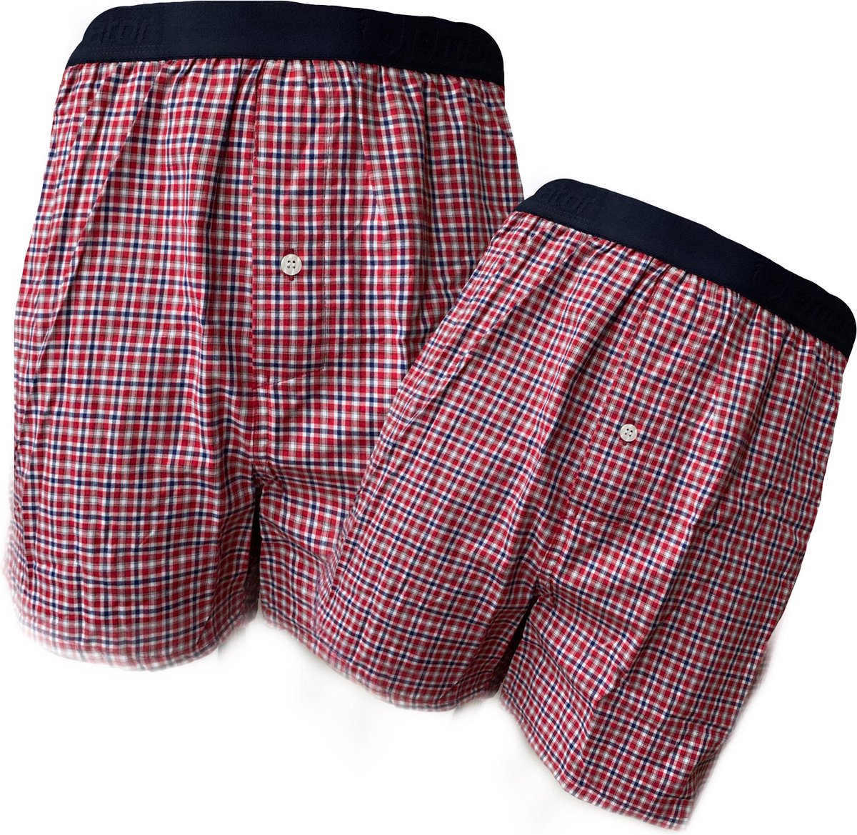 Embrator 2-stuks mannen Boxershort geweven katoen rood/donkerblauw 4XL