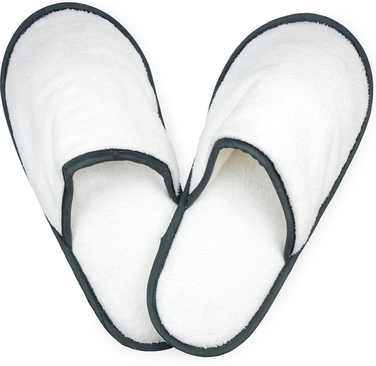 Unico Badstoffen Slippers Wit-Antraciet 5 paar-38-40