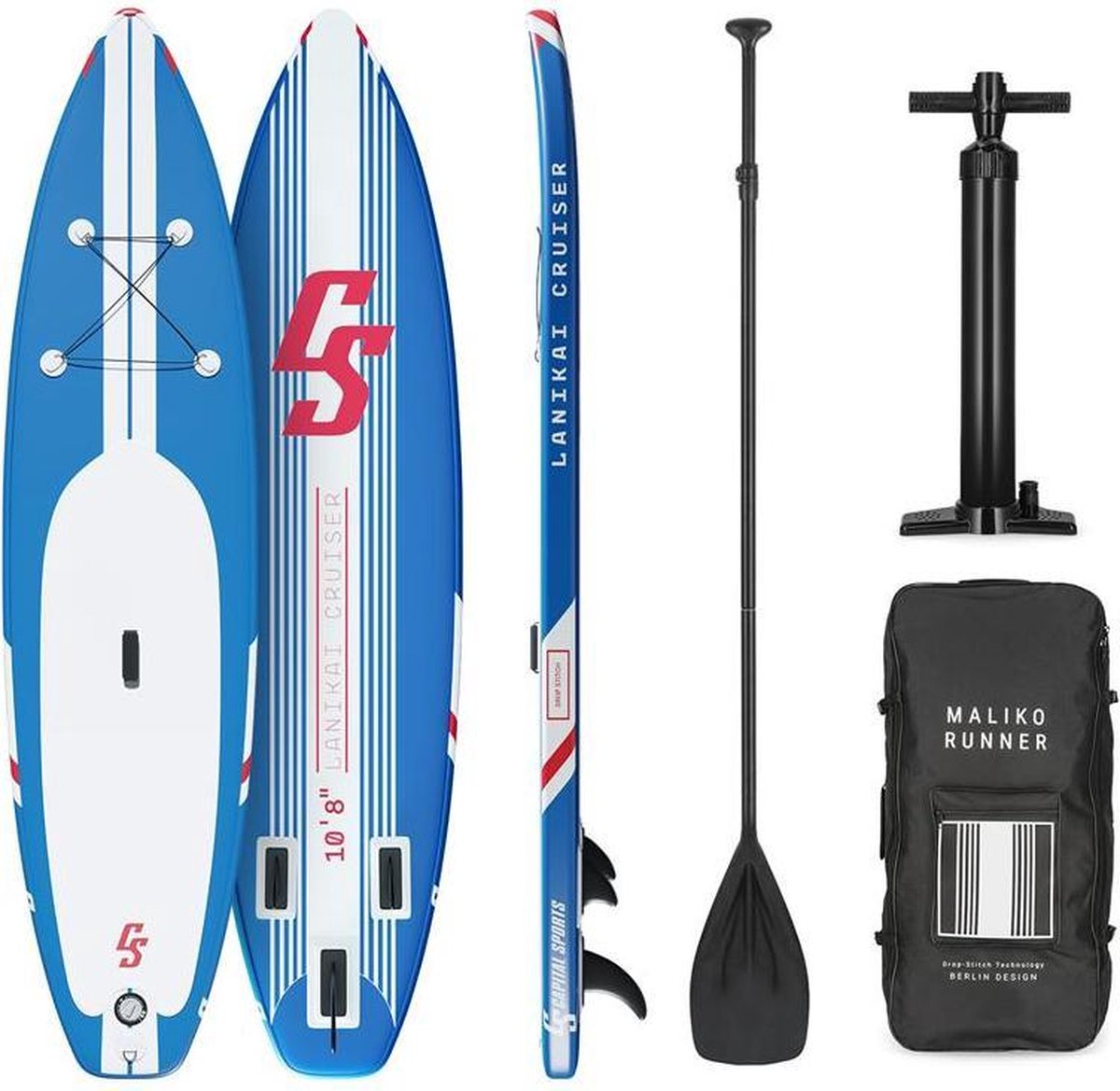 CAPITAL SPORTS Lanikai Cruiser  - Opblaasbaar Standup Paddle board -  complete SUP set met peddel