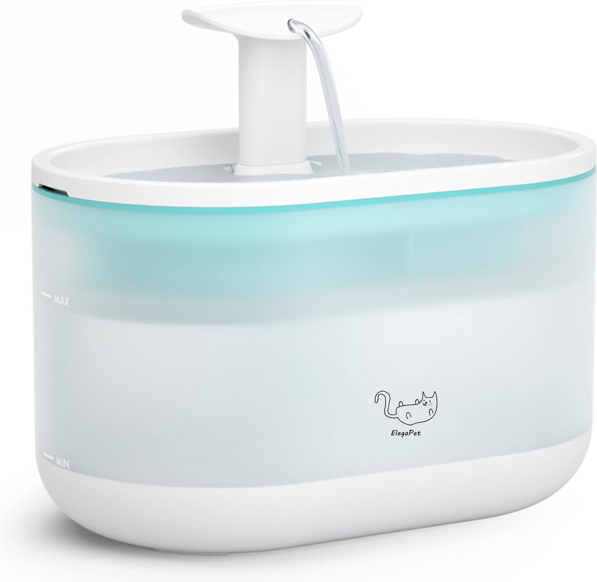 ElegaPet - 2.2L Drinkfontein Voor Hond/Kat - Hond - Kat - Hondenfontein - Kattenfontein - Water Fontein - Drinkbakken - Poezen Fontein Set met 3 Filterpatronen - Waterautomaat - Waterdispenser - Drinkbak - Incl. 1 Filter - Wit/Blauw - 2.2L