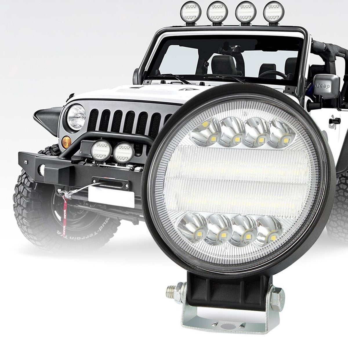 2 STKS 4 inch 15W Spot / Flood Light Wit licht Rond gevormde waterdichte auto SUV Werklampen Spotlight LED-lampen