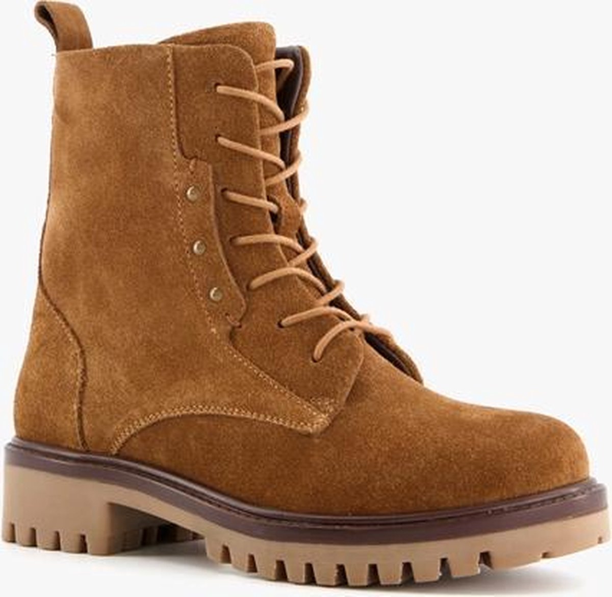 Groot leren meisjes boots - Cognac - Maat 30