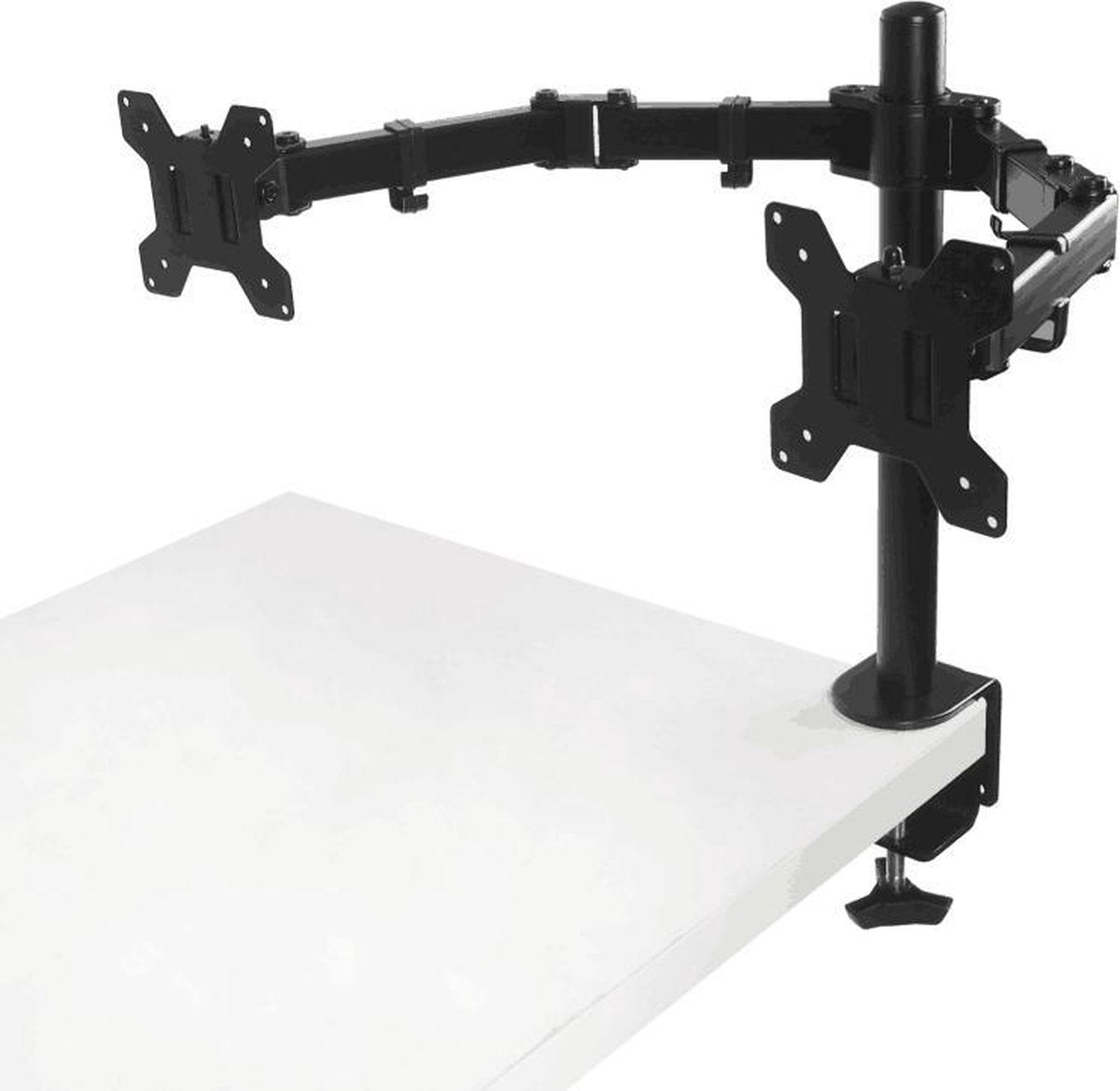 Monitor Arm Universeel 2 schermen Zwart - VESA 75x75 - VESA 100x100 - Kantelbaar en zwenkbaar - Monitoren aan bureau of tafel