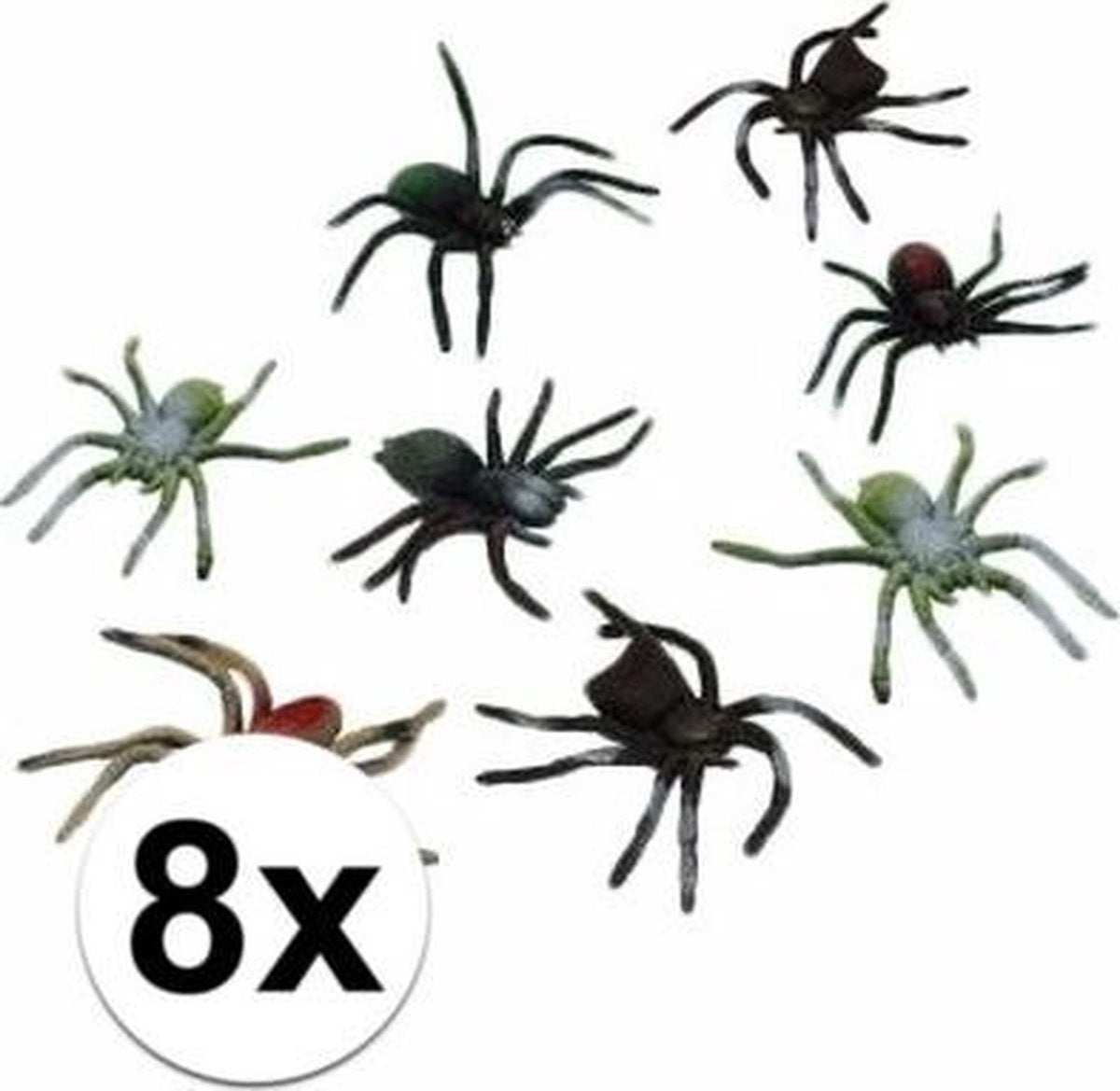 Halloween - Plastic spinnen 10 cm set 8 stuks