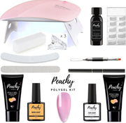 PEACHY ® Paris POLYGEL Kit - Mini UV Led Lamp - Clear Rose  30gr - Gellak - Nageldroger Nagellak set- Kit Polygel Starterspakket Starterpack Start pakket - Gel Nagellakset - Nagelverlenging - Nail Extention - Tips